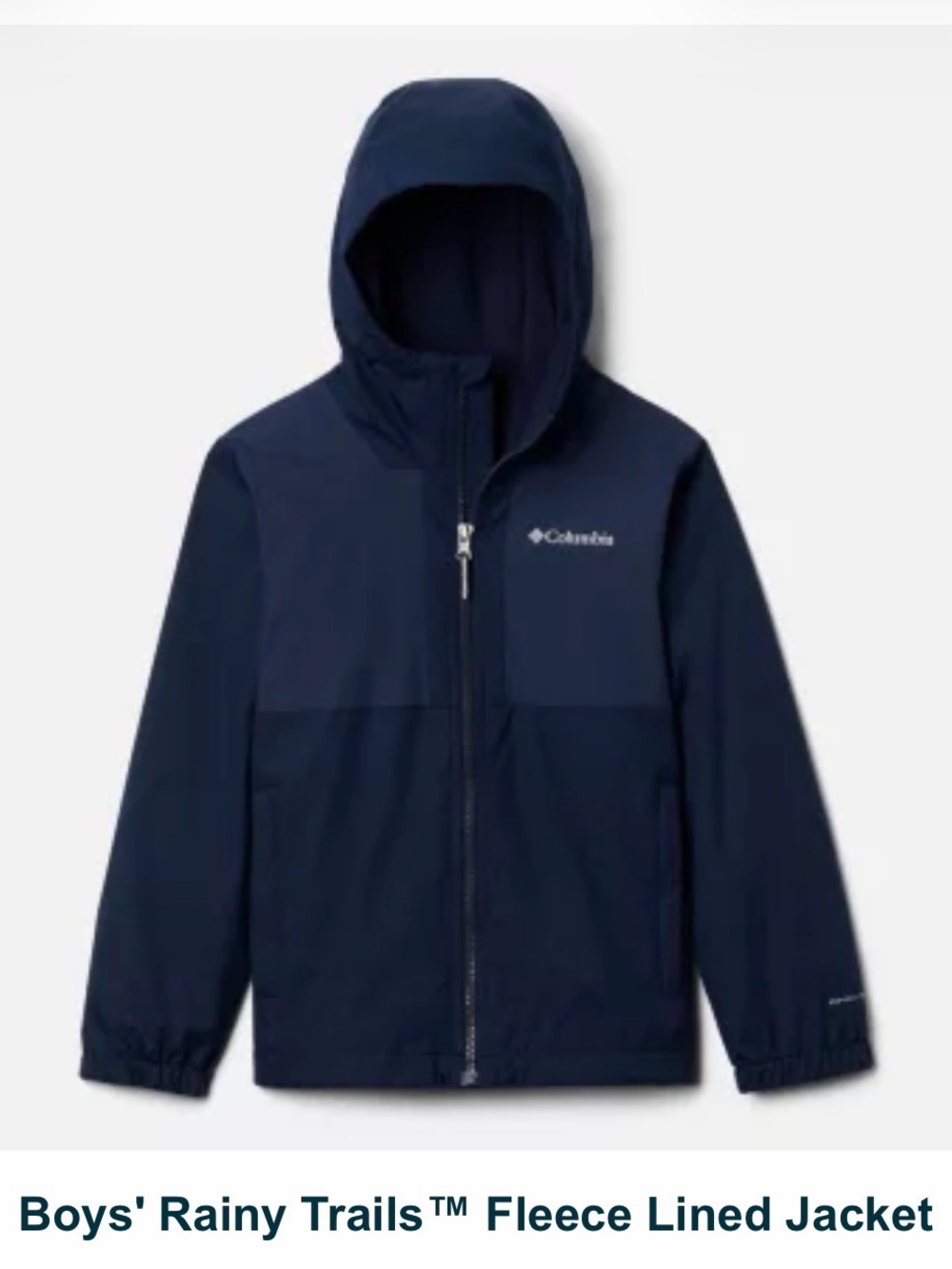Columbia Navy Hooded Fleece-Lined Boys' rain Jacket